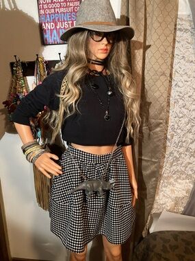 Black and White Dotted Skirt - Women's